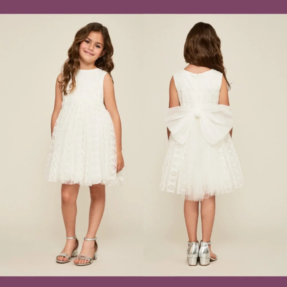 NEW $288 Tadashi Shoji Kids Snow Angel Lace Dress in Ivory [Girls SZ 10‎ ]